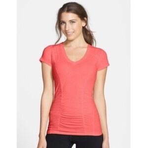 Zella Ruched coral Training Tee Short-sleeve workout shirt, Size M